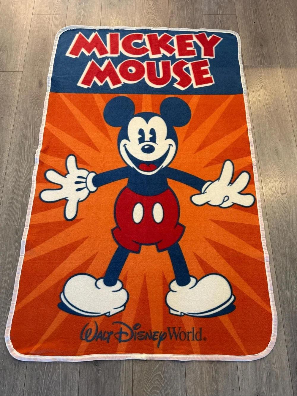 2 Walt Disney World Mickey Mouse Lightweight Fleece Blankets 40x64